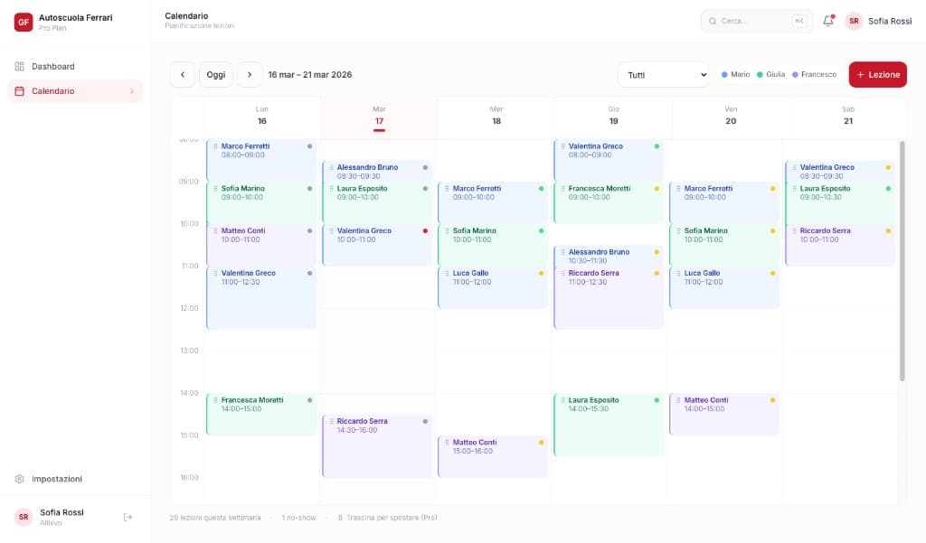 Calendario lezioni intelligente